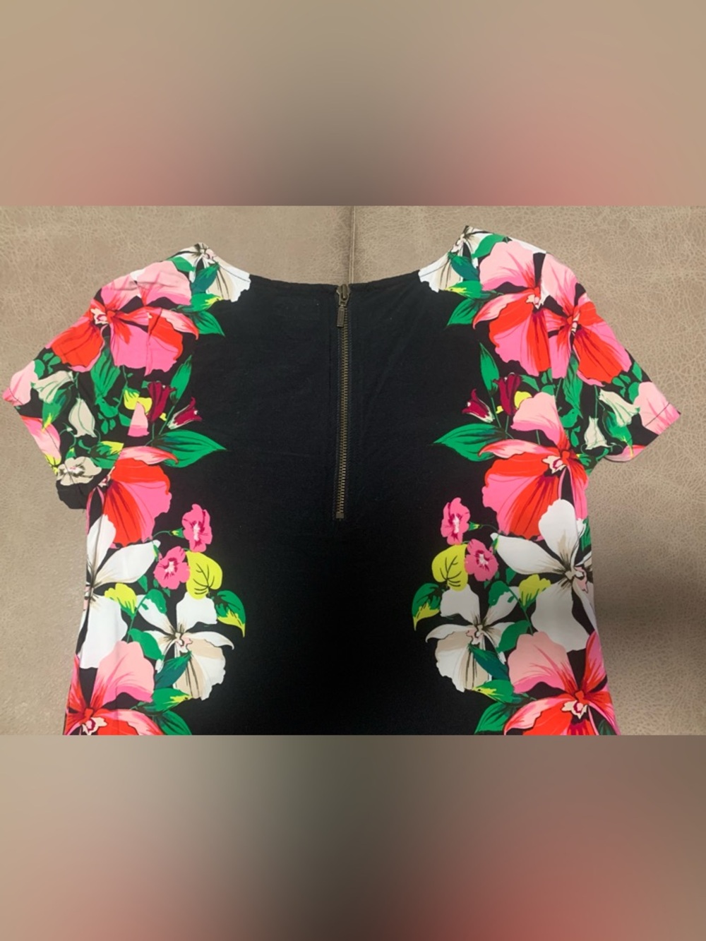 Old Navy Women Soft Black Tropical Floral Print Short Sleeve Shift Dress Size XS - Picture 7 of 8
